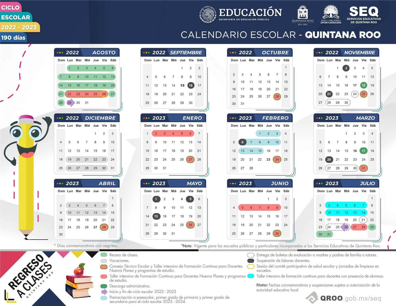 SEQ da a conocer Calendario Escolar 20222023 regreso a clases